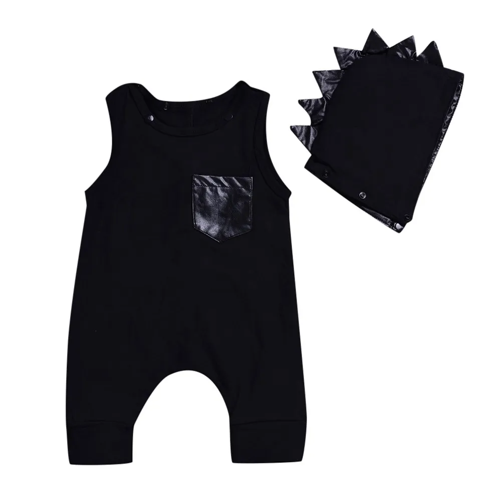 

Newborn Baby Boys Girls Solid Dinosaur Romper Jumpsuit+Hat Set Outfits Clothes Wholesale&Dropshipping