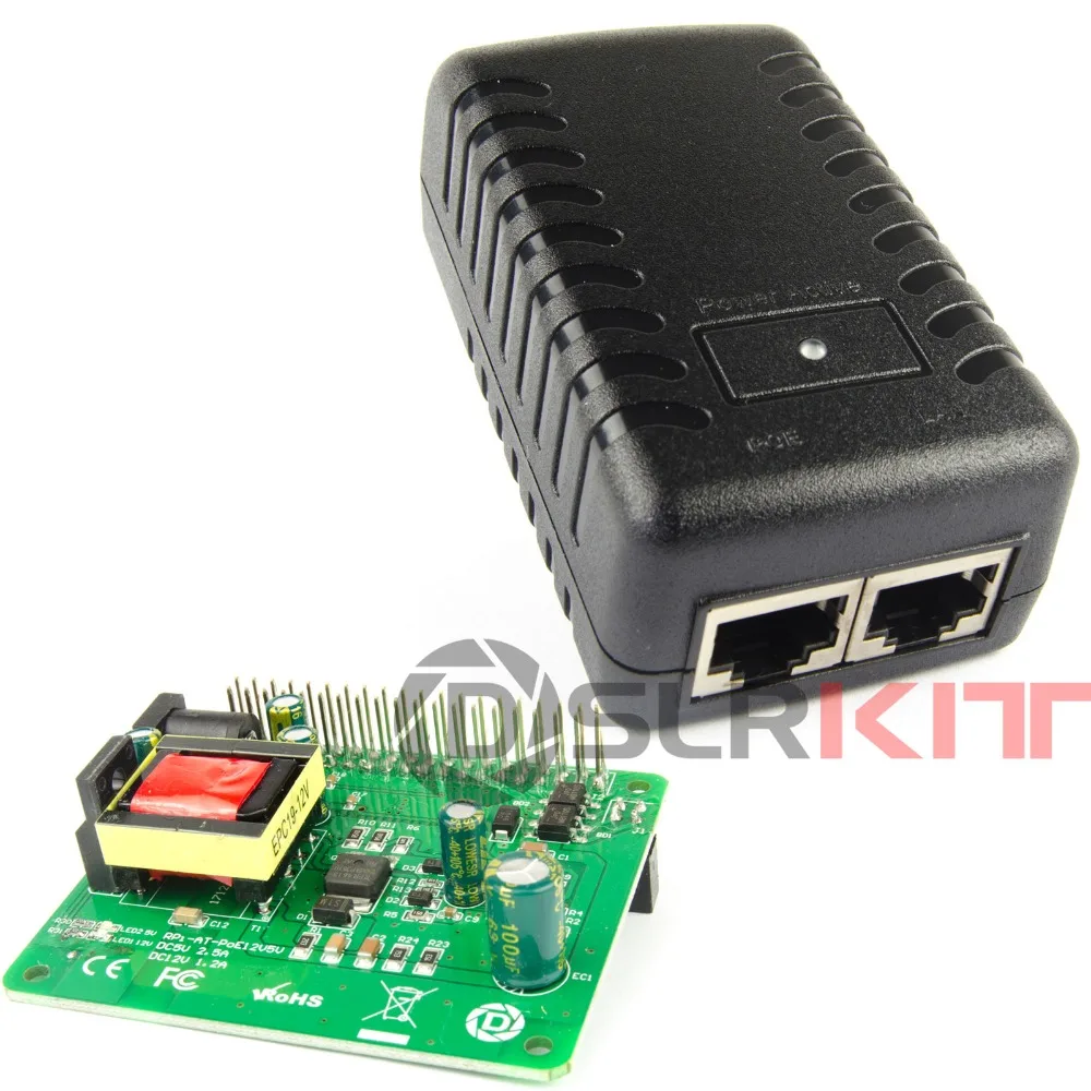 DSLRKIT Gigabit Raspberry Pi 4 4B 3B+ 3B Plus 5 в 12 В двойной выход PoE Kit(шляпа+ инжектор