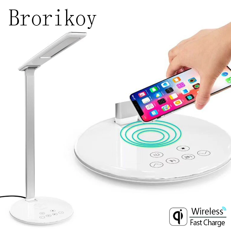 

Wireless Charger Table Desk LED Lamp for Samsung S8/S9 iPhone Multifunction Protection Eye Desktop Light Fast Wireless Chargers