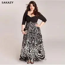 Sakazy L-5XL Floral Hem Print Sexy Dress Summer Casual Long Dresses Plus Size Women Clothing Big Size Lady Party Dress