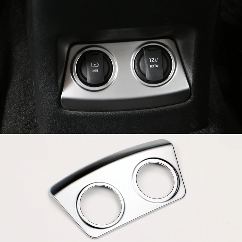 

For KIA SPORTAGE 2016 2017 2018 2019 ABS Chrome Car Interior Cigarette Lighter USB Port Trim Sequins Cover Sticker Accessories