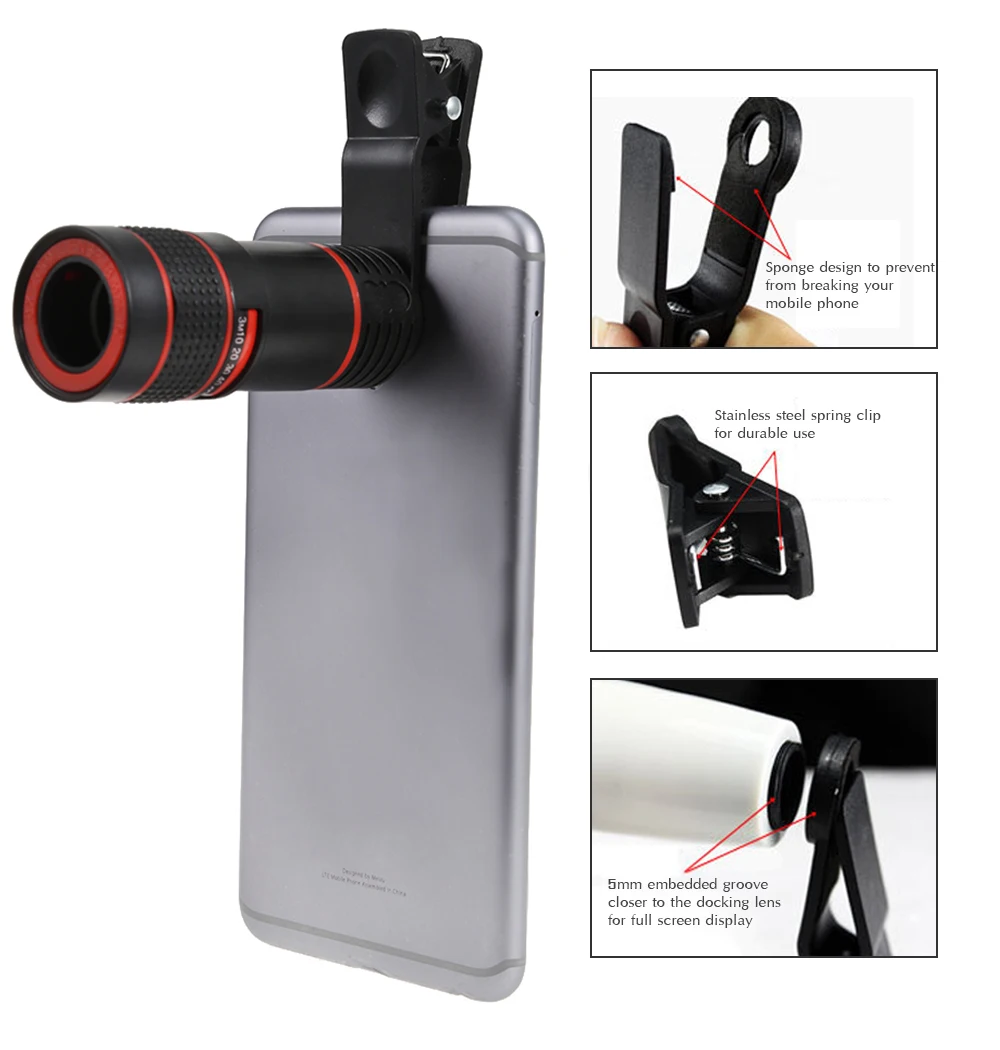 MaiFeng 8 x 18 Mobile Phone Telescope Telephoto Camera Lens Monocular Zooming Focus