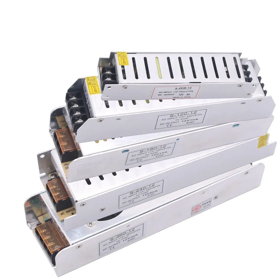 AC110-220V DC12V 5A 60 Вт Светодиодный драйвер ультра тонкий импульсный источник питания