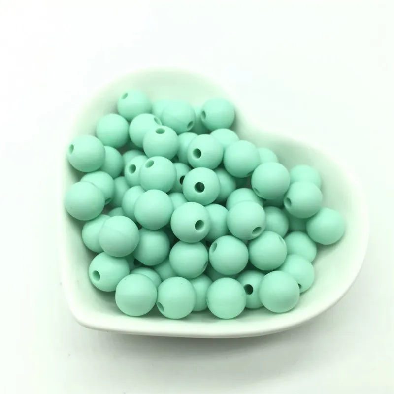50 шт яркие цвета Силиконовые Круглые бусины для прорезывания зубов 9 мм Детские бусины для прорезывания зубов силиконовые шарики игрушки мягкие розовые синие