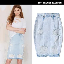 Женская высокая талия обёрточная бедра рваные джинсовые длинные юбки сексуальные с разрезом сзади женские юбки falda jupe 2939