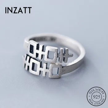 

INZATT Real 925 Sterling Silver Geometric Vintage Ring For Fashion Women Fine Jewelry Punk 2019 Ethnic Accessories Gift