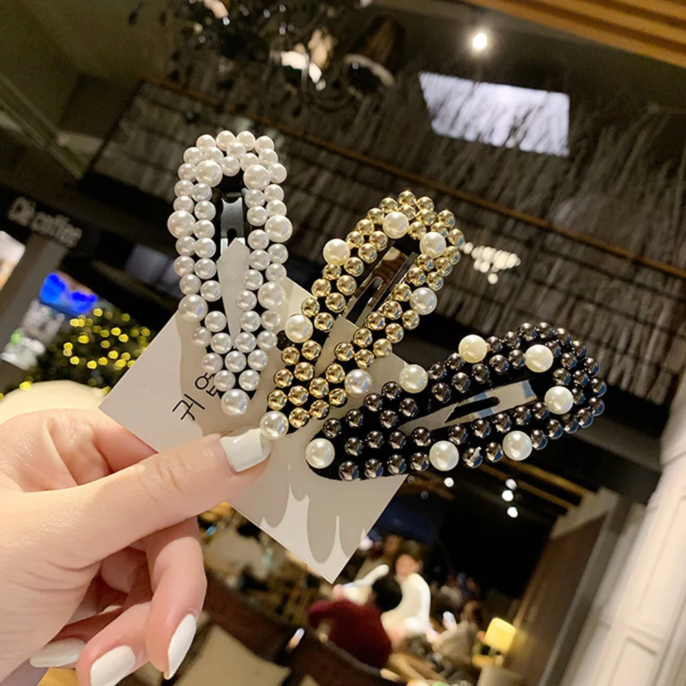 

2019 Fashion Pearl Hair Accessories Waterdrop Metal Color Hair Clip For Women Hairpin Barrettes Hairgrip Headwear