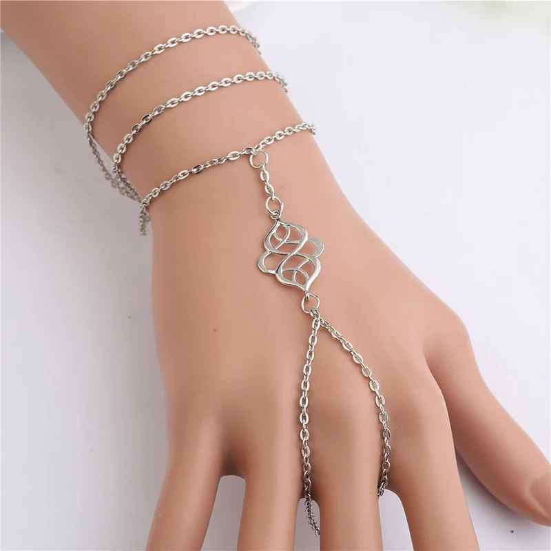 

Fashion Slave Chain Link Interweave Finger Hand Harness Bracelet Silver Plated Punk Boho Jewelry pulseira feminina 3B438