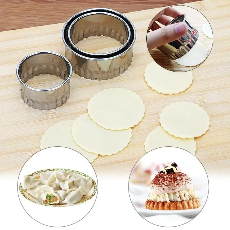 3pcs/set Stainless Steel Round Dumplings Wrappers Molds Set Cutter Maker Tools Round Cookie