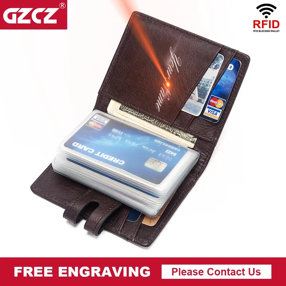 GZCZ Rfid кожаный держатель для кредитных карт кошелек многофункциональный ID