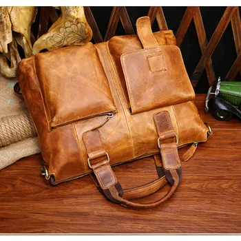 

genuine leather men handbags really cowhide men shoulder messenger crossbody bags briefcase men crossbody Laptop bag Khaki