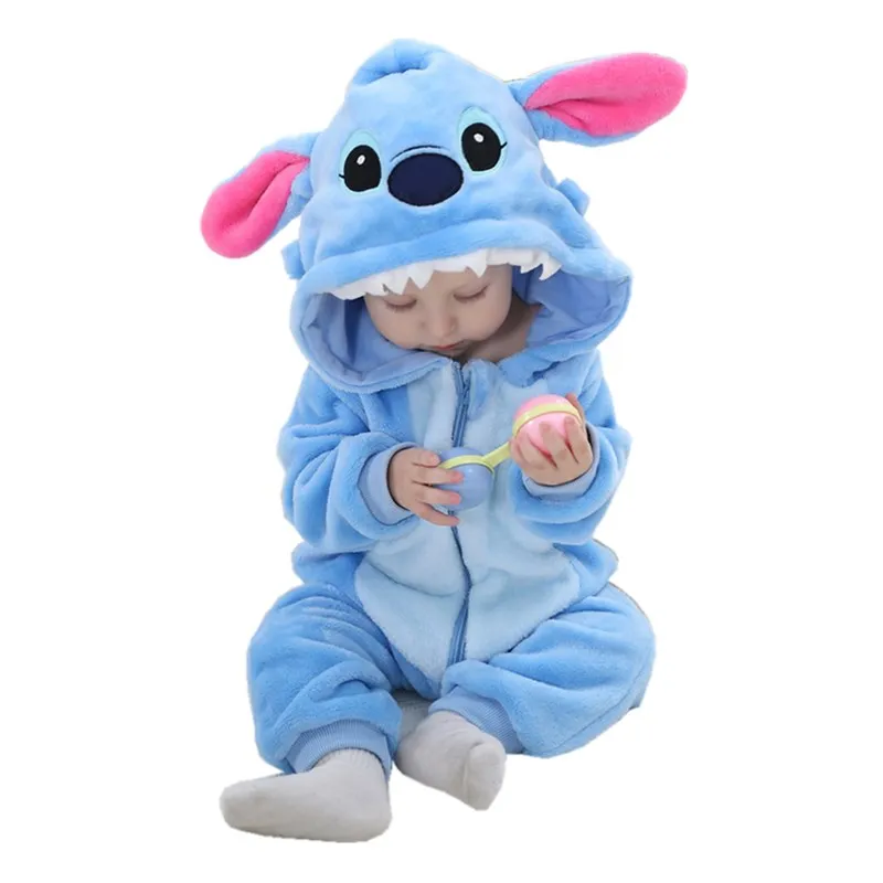 Spring Autumn Baby Clothes Flannel Baby Boys Clothes Cartoon Animal Hooded Jumpsuits Infant Girls Rompers Baby Clothing Bebe