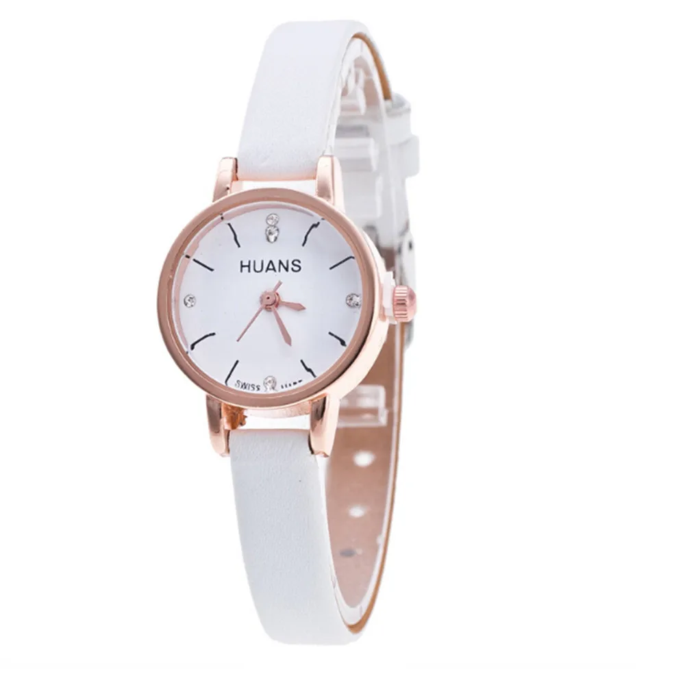 HUANS,, минималистичные Модные женские изящные наручные часы на кожаном ремешке, для путешествий, сувенирные часы на день рождения, подарки, reloj mujer Q - Цвет: White