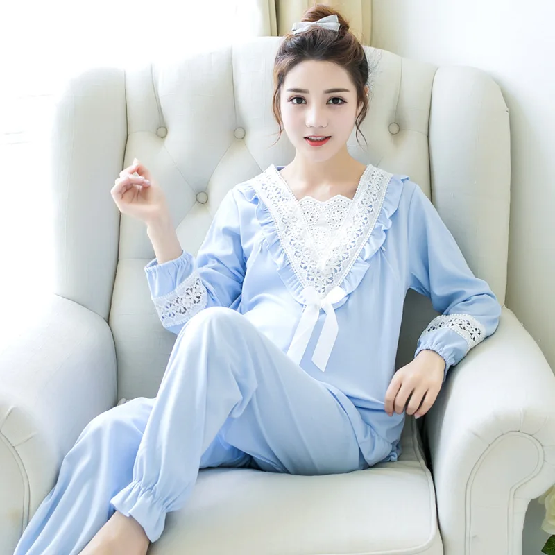 

Pregnant women pajamas cotton long-sleeved month clothing Maternity feeding postpartum breastfeeding Nursing Pyjamas home set