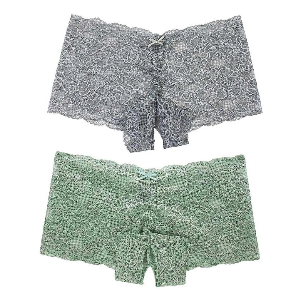 

2PC Sexy panties Women Lace Lingerie Plus Size Underwear Open Crotch Bowknot Underwear Erotic Hot G string Panties S-4XL #P20