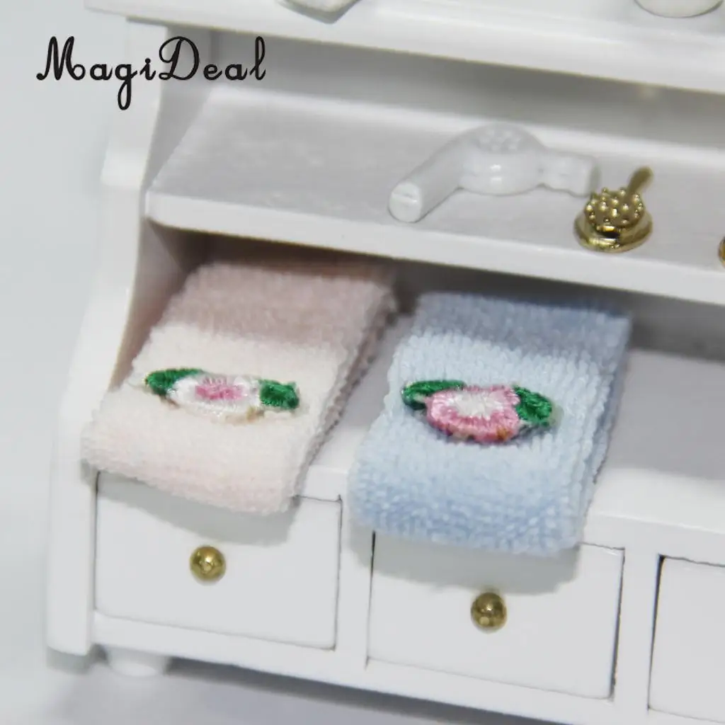 Dollhouse 1:12 Scale Bathroom Porcelain Toiletries Containers Wash Cloth Furniture Kit for Dolls House Life Scene Decor Toys