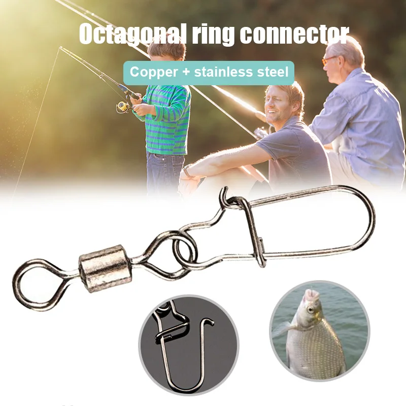 

100 Pcs Stainless Steel Ball Bearing Fishing Swivels Snap Rolling Sea Connector XR-Hot
