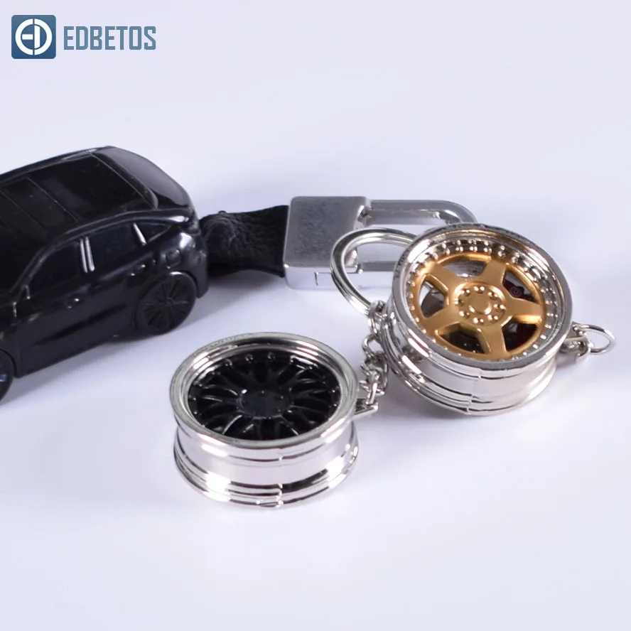 

JDM Style Key ring Wheel Rim Keychain with TE37 Six Star design with Brake disc for Car Accessories Auto Part Car Key Ring