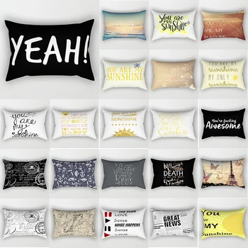 

English letters pattern silk pillow cases rectangle bedroom pillow cases polyester pillow case travel pillow cover 50*30cm