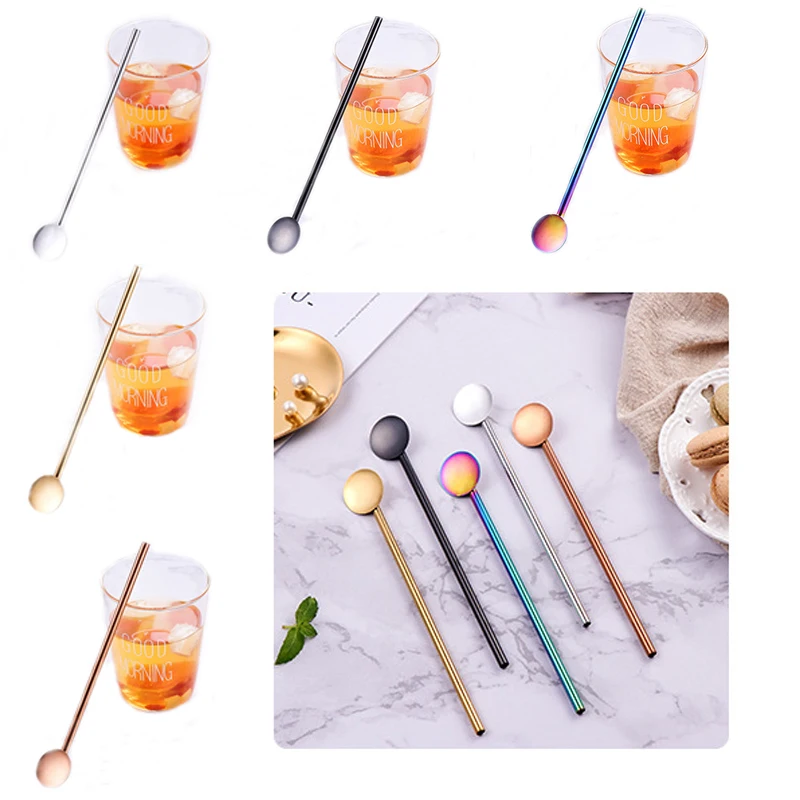 Creative Reusable Drinking Straws Spoon Stainless Steel Drinking Straw