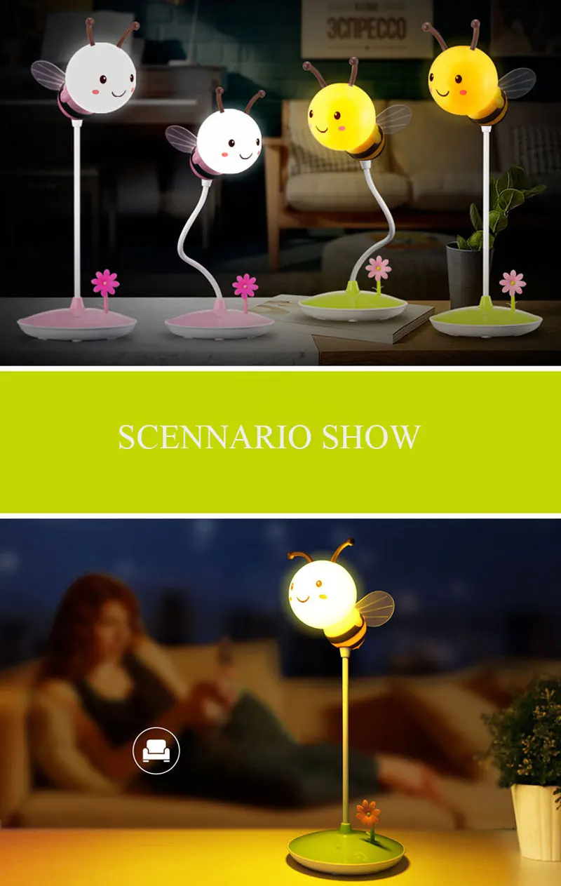 Creative USB LED Bee Night Lamp Charging Touch Dimming Table Lamp  Baby Children Sleeping Bedroom Night Light Home Decorated (3)
