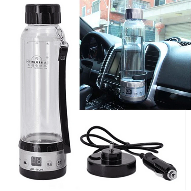 New 12V 280ml Portable In-Car Coffee Maker Tea Pot Autos Thermos Heating Travel Cup Transparency Drinking Water Cup #Q23E (12)