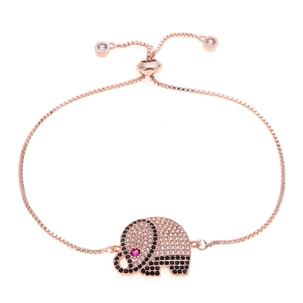 LUBINGSHINE милый слон проложить Циркон регулируемые кольцеобразные браслеты ручной работы наручные ювелирные изделия женские браслеты - Окраска металла: A