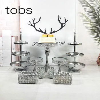 

Baby Birthday Show 3 Tier Wedding Cupcake Dessert Display Decoration Tools Plate Pop Metal Set Cake Stand Crystal