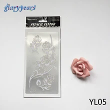 1 шт. индийские трафареты для татуировок хной розы Дизайн YL05 Красота Женщины мужской боди-арт руки Шаблон наклейка тату с блестками мода