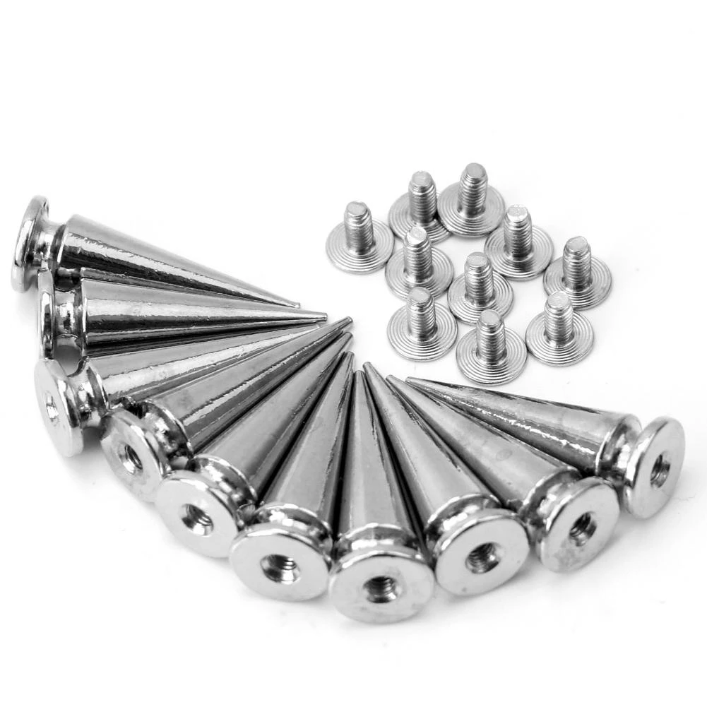 10X Silver Metal Bullet Bags Stud Cone Punk Spikes Spots Rivet Leather Craft DIY 10X Silver Metal Bullet Bags Stud Cone Punk Spikes Spots Rivet Leather Craft DIY