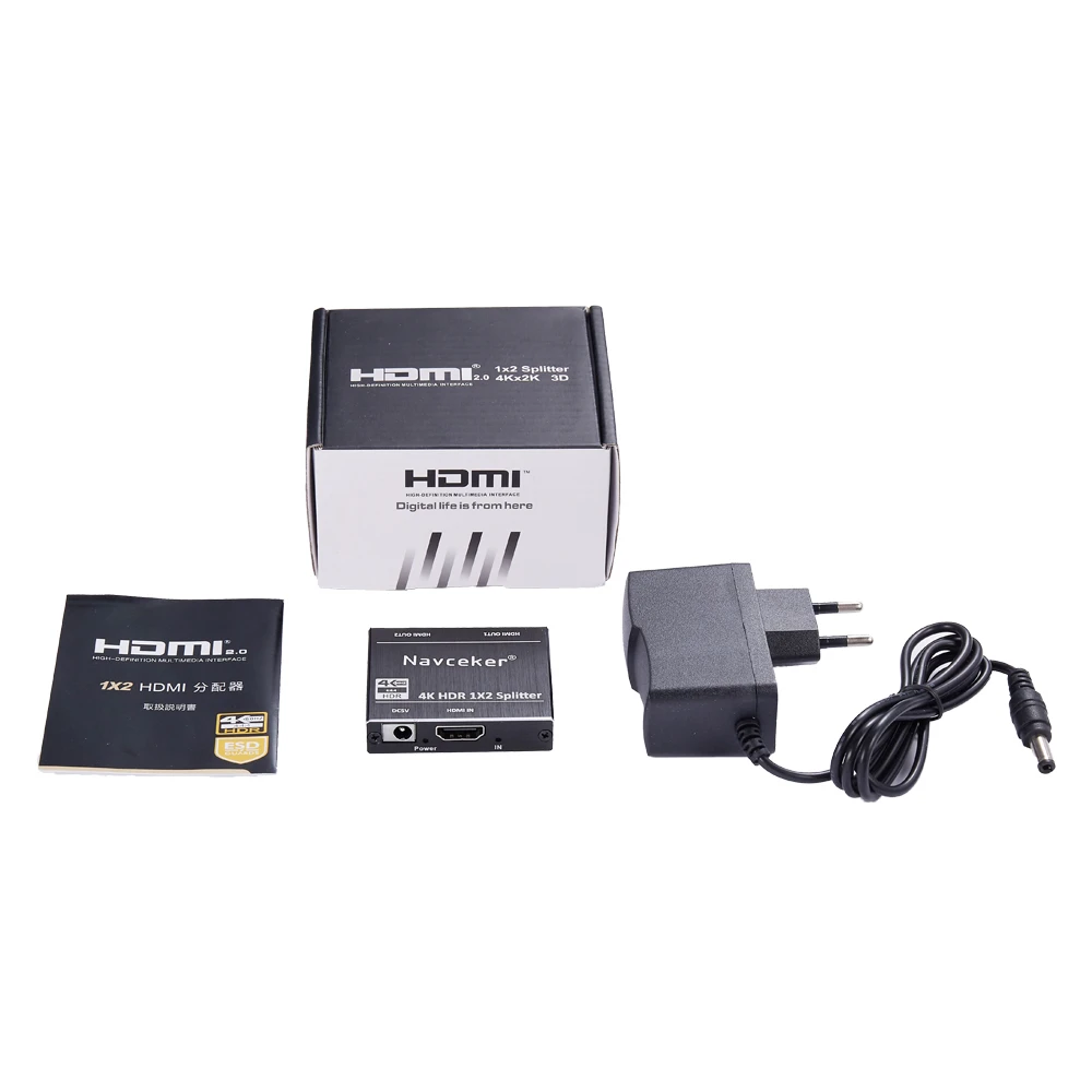 4K 60Hz HDR HDMI 2,0 сплиттер 1x2 сплиттер HDMI 2,0 4K Поддержка HDCP 2,2 UHD HDMI сплиттер 2,0 переключатель коробка для проектора PS4