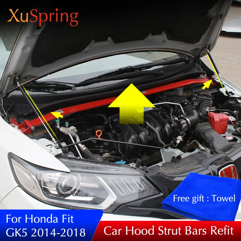 

For Honda FIT GK5 2014 2015 2017 2018 Car Bonnet Hood Support Hydraulic Rod Strut Bars Lift Spring Shock Bracket Car Styling