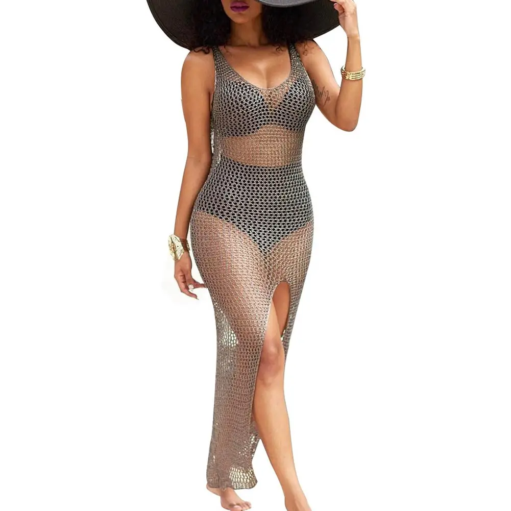 

Newly Women Shiny Hollow Bikini Cover Up Summer Dress Swimwear Bathing Beach Tunic Coverups BN99