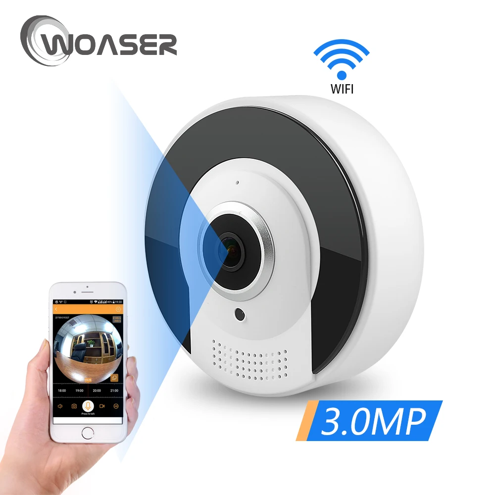 

WOASER HD FishEye IP Camera 3.0MP 360 degree Full View Mini CCTV Camera Indoor Network Home surveillance WiFi Camera Panoramic