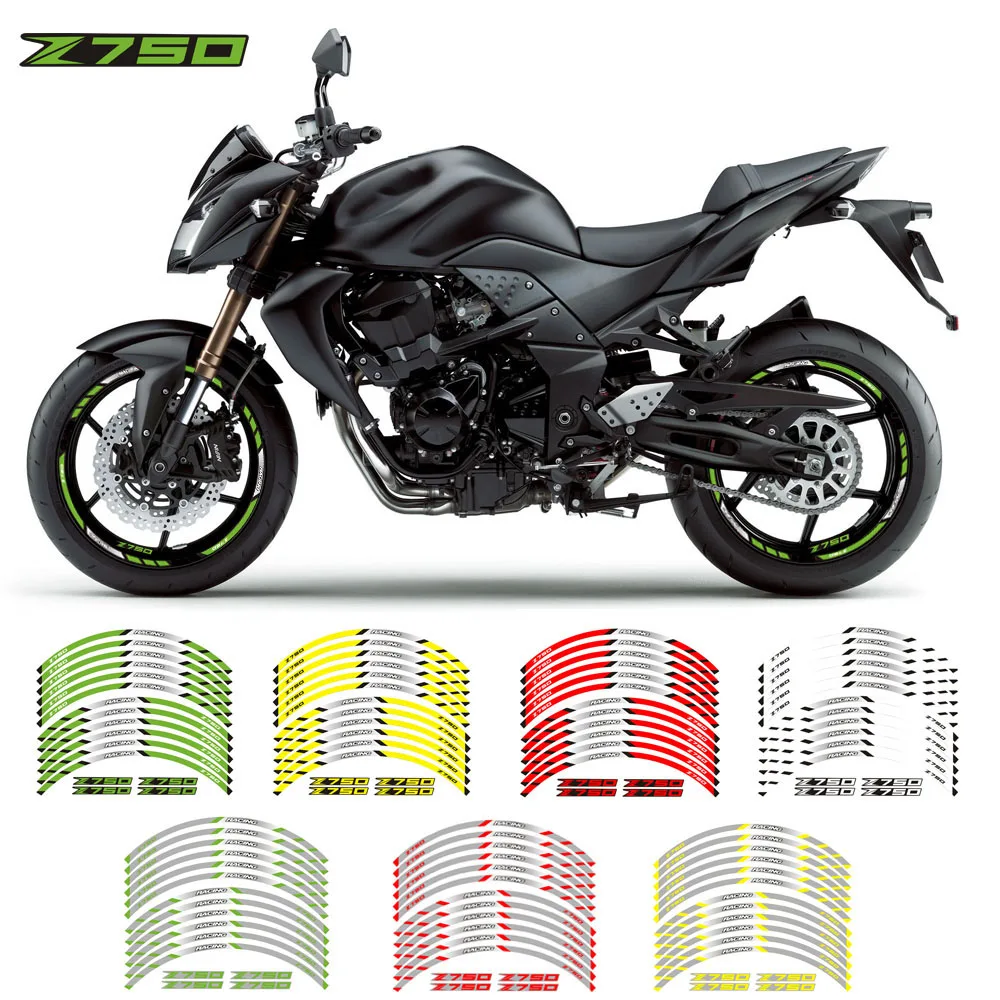 

New high quality 12 Pcs Fit Motorcycle Wheel Sticker stripe Reflective Rim For Kawasaki Z750