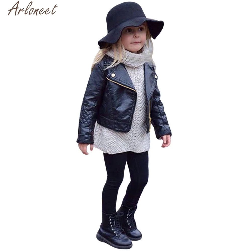 

ARLONEET Girl Boy Kids Baby Jacket Solid Faux Leather kids coat winter jacket for girls 5 years girl coat