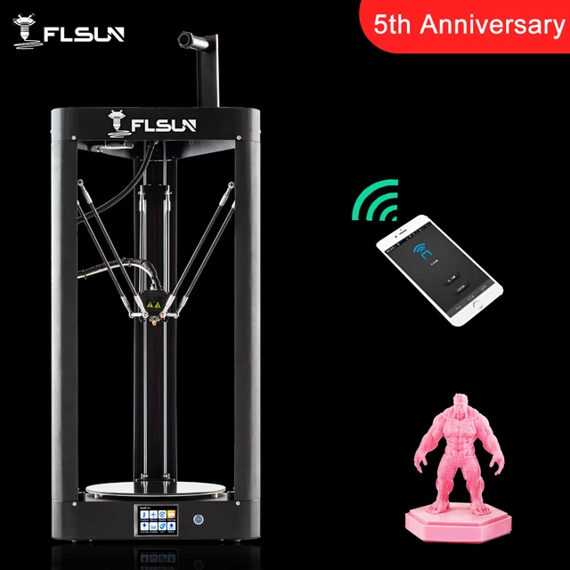 Best Price 2019 NEW 3D Printer Flsun QQ-S Kossel Auto Level Sensor Lattice HeatBed Pre-assembly Titan Touch Wifi 32bits boad High speed