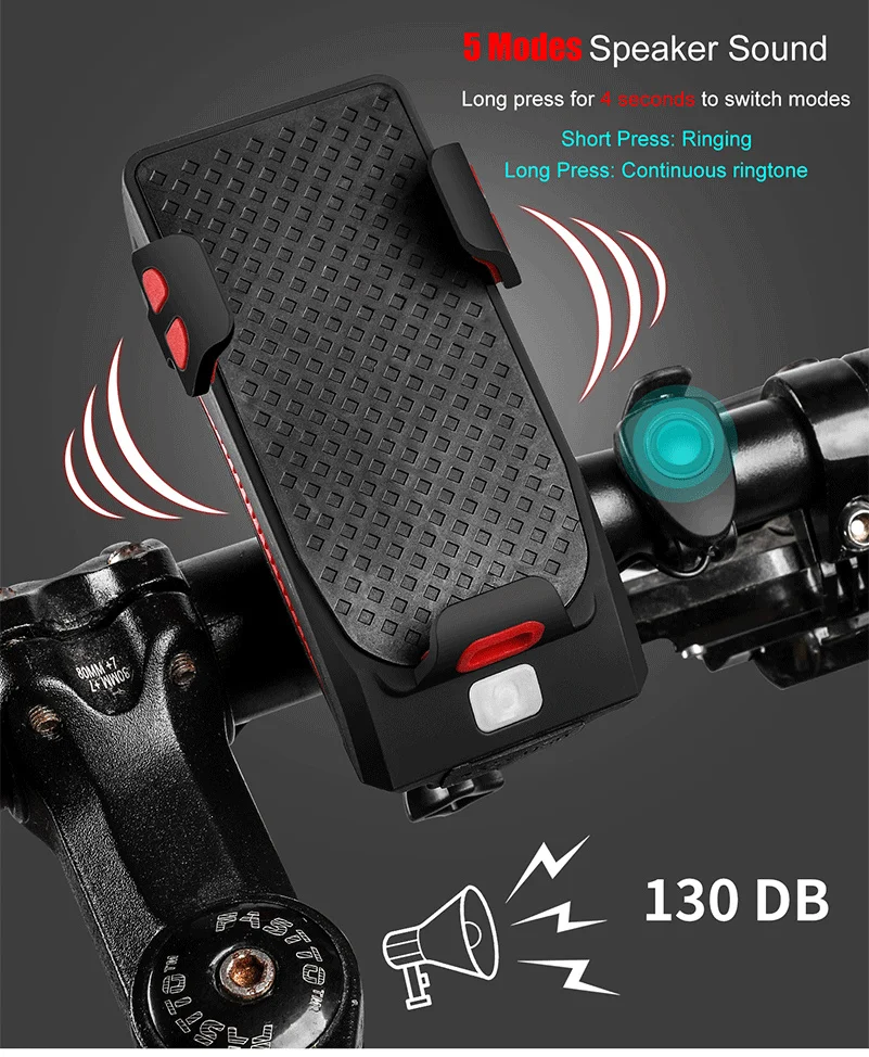 Cheap WEST BIKING Multifunction 4 IN 1 Bike Light  400 Lumens Bike Flashlight Bike Horn Phone Holder Power Bank Bicycle Front Light 6