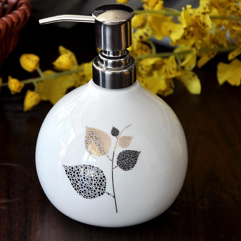 

Bone china ceramic hand washing bottle emulsion bottle high grade shampoo shower gel large capacity pressing head bottling
