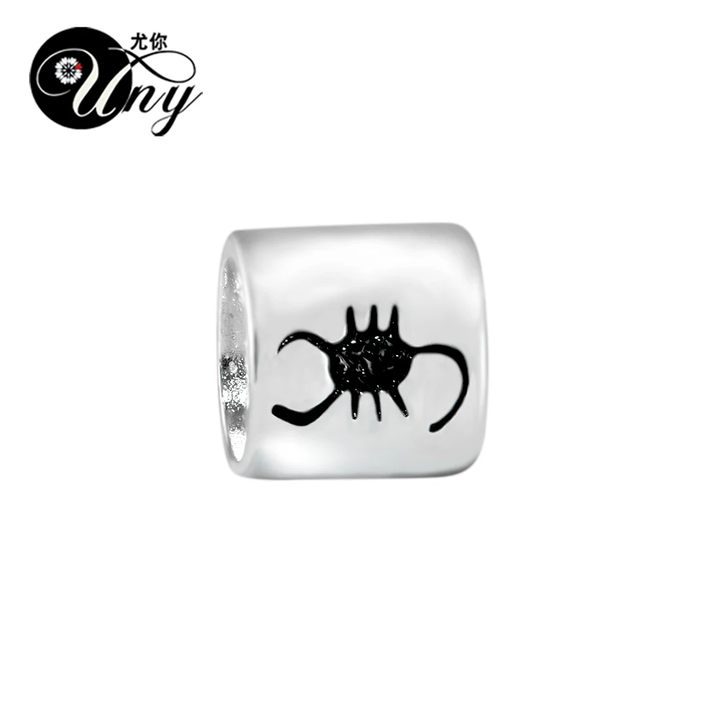 

UNY Beads Unique Vintage DIY European bead Fit Pandora charm bracelet Beads 925 Silver Scorpio Zodiac Spacer Bead Fit Pandora