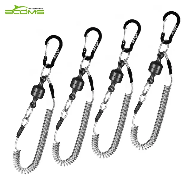 US $12.56 Booms Fishing MRC Magnetic Release Clip Net Holder with Fishing Tool Coiled Lanyard 1.5m Black