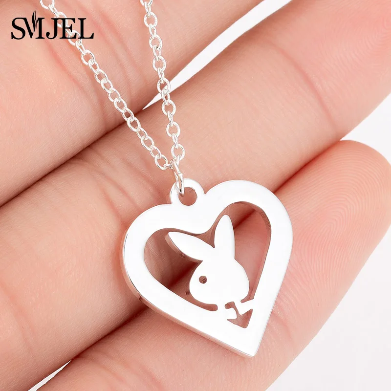 Ожерелье из нержавеющей стали SMJEL Little Bunny модное ожерелье с кулоном в виде сердца
