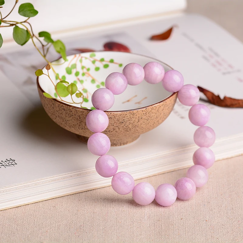 

16mm Genuine Natural Kunzite Stone Beads Bangle Bracelet Color Stone Good Quality For Women Lover Girl Gifts