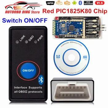 

Red PIC18F25K80 Chip V1.5 Super Mini ELM327 Bluetooth With Power Switch Diagnostic Scan Tool ELM 327 Switch ON/OFF Code Reader