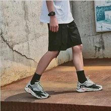 Новинка, мужские свободные повседневные шорты с несколькими карманами, короткие штаны, однотонные летние шорты до колена, большие размеры, шорты с лентой