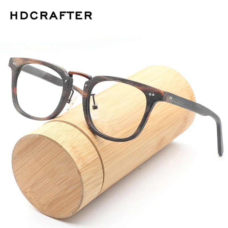 

HDCRAFTE Retro Eyeglasses Frame Men Natural Wood Computer Optical Glasses Frames Women Wooden Transparent Lens Reading Glasses