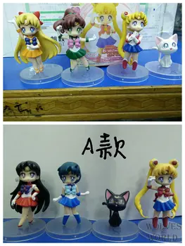 

4pcs/set Sailor Moon 6cm Sailor Jupiter Sailor Venus Q Version pvc Action Figure Toys Dolls opp bag