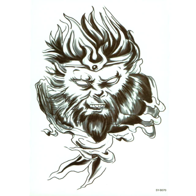 monkey god of myth waterproof temporary tattoo stickers monkey king monkey design