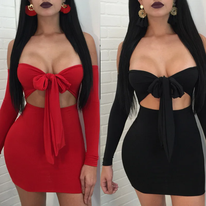 

Womens Bodycon Slim Long Sleeve off the shoulder Casual Evening Party Pencil Midi Dress vestidos dresses for women