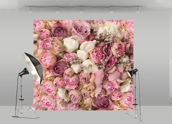 

BEIPOTO Pink rose flower backdrop wedding large background bridal baby shower newborn props birthday party banner dessert table